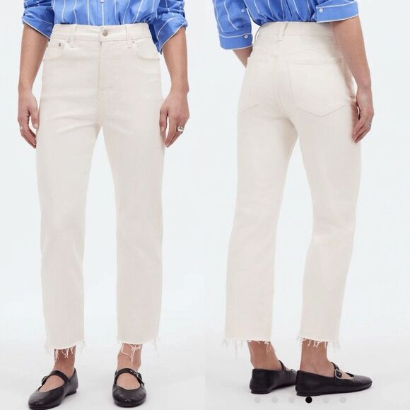 Madewell Denim - MADEWELL Jeans Women 23 The '90s Straight Crop Ivory Raw Hem NQ179